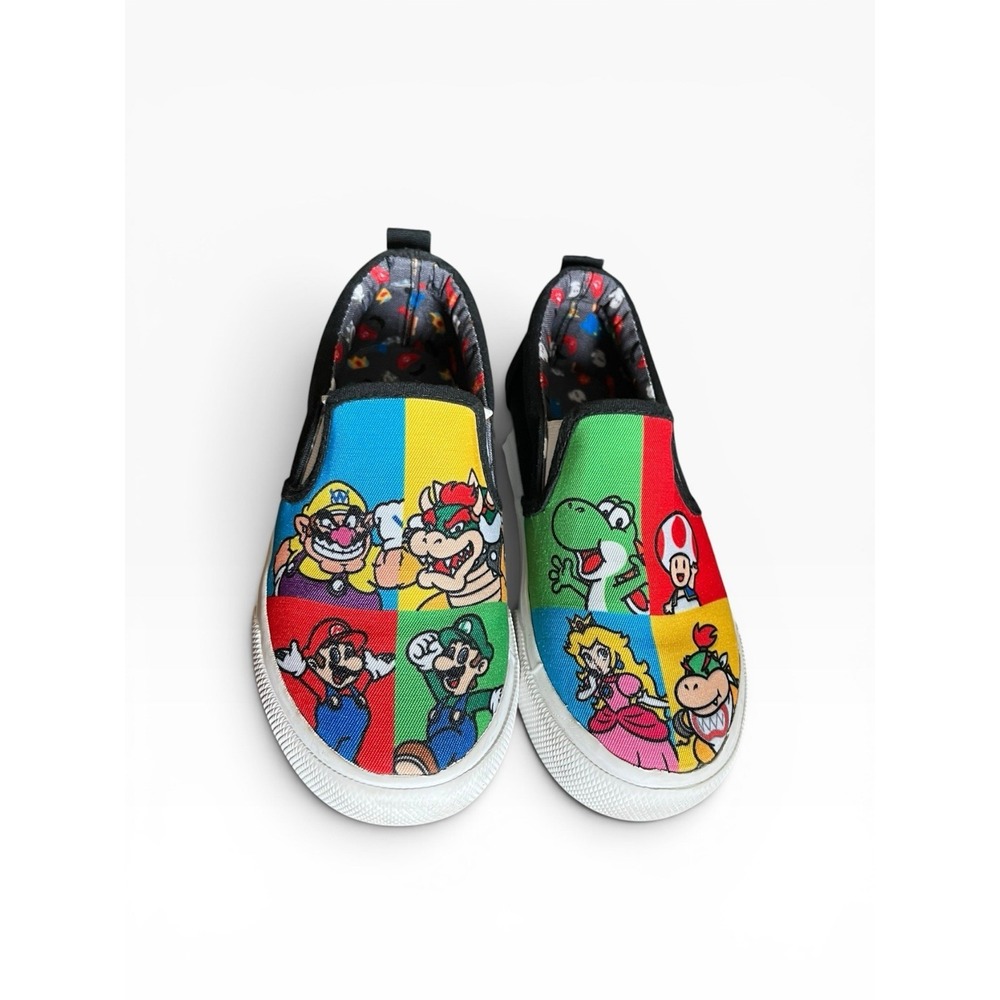 Super Mario Bros Canvas Slip on Shoes Licensed Youth Nintendo Mario Luigi Yoshi